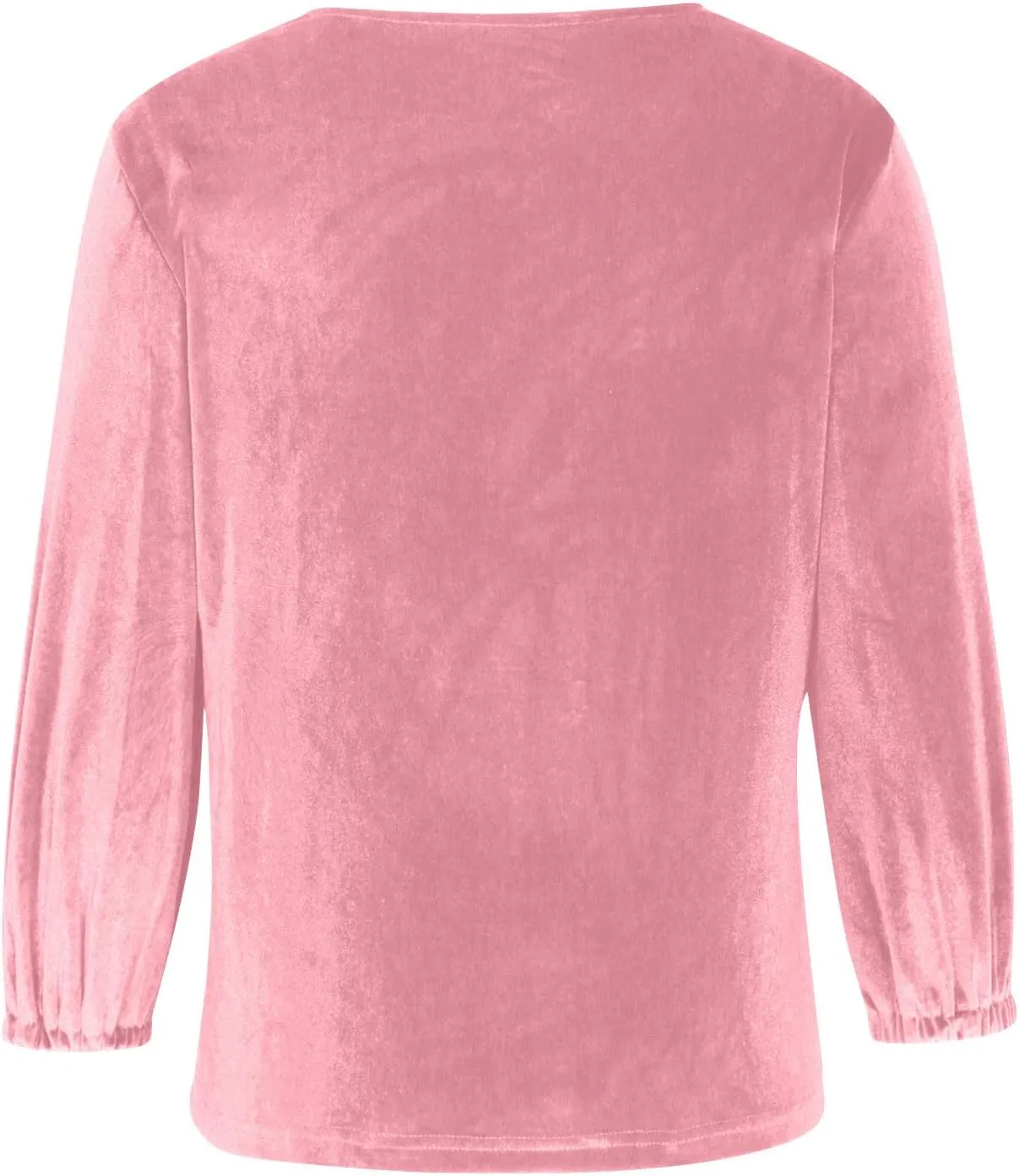 Women's Velvet T Shirts Casual 3/4 Sleeve Solid Shirt Cowl Neck Drape Ruched Front Long Sleeve Blouses Tops