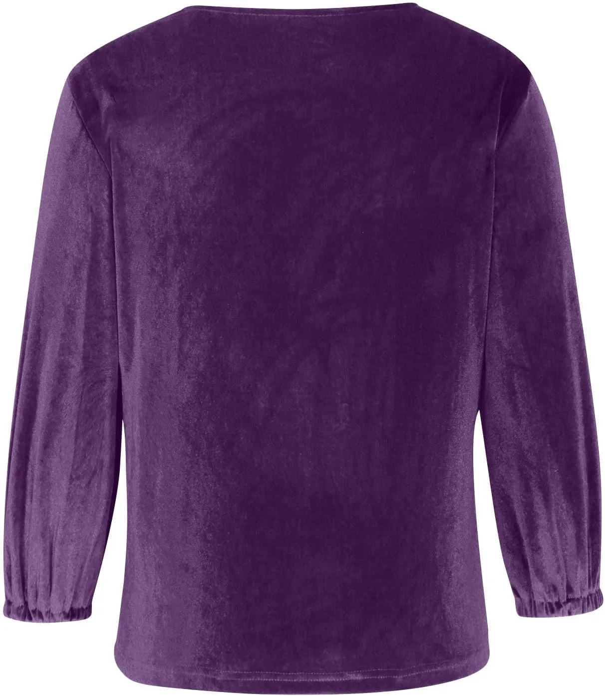 Women's Velvet T Shirts Casual 3/4 Sleeve Solid Shirt Cowl Neck Drape Ruched Front Long Sleeve Blouses Tops