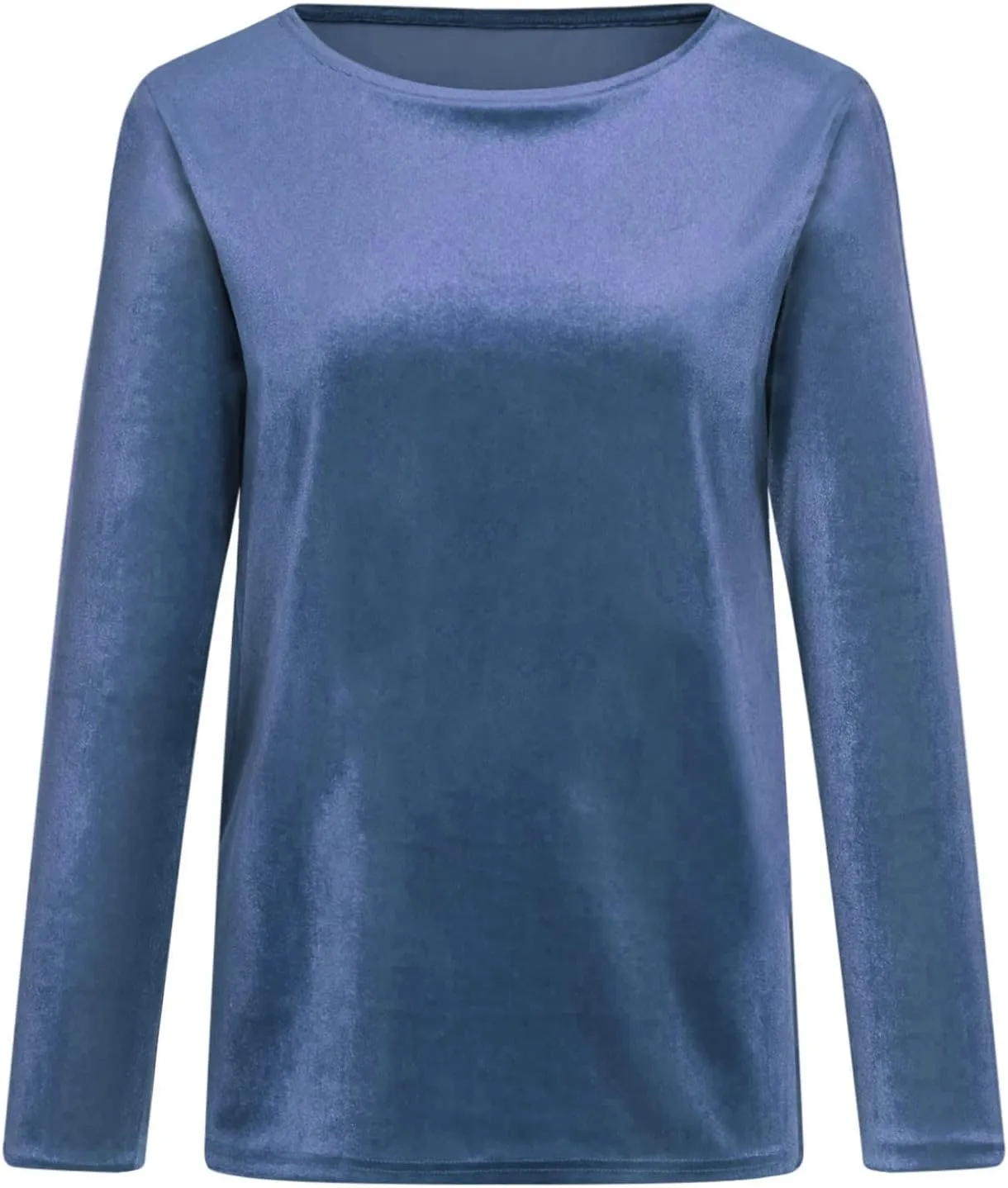 Women's Velvet T Shirts Casual 3/4 Sleeve Solid Shirt Cowl Neck Drape Ruched Front Long Sleeve Blouses Tops