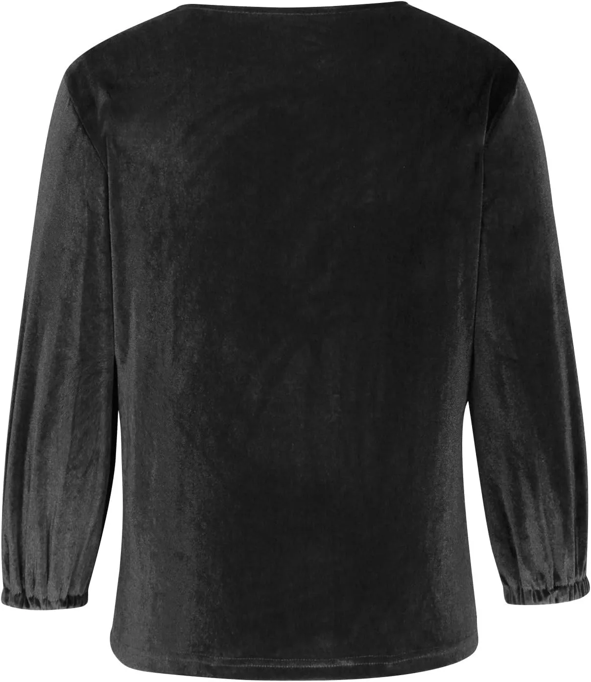 Women's Velvet T Shirts Casual 3/4 Sleeve Solid Shirt Cowl Neck Drape Ruched Front Long Sleeve Blouses Tops