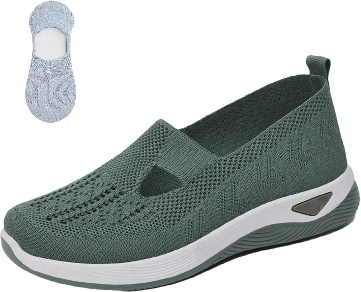 Women's Woven Orthopedic Breathable Soft Shoes, Go Walking Slip On Diabetic Foam Sneaker