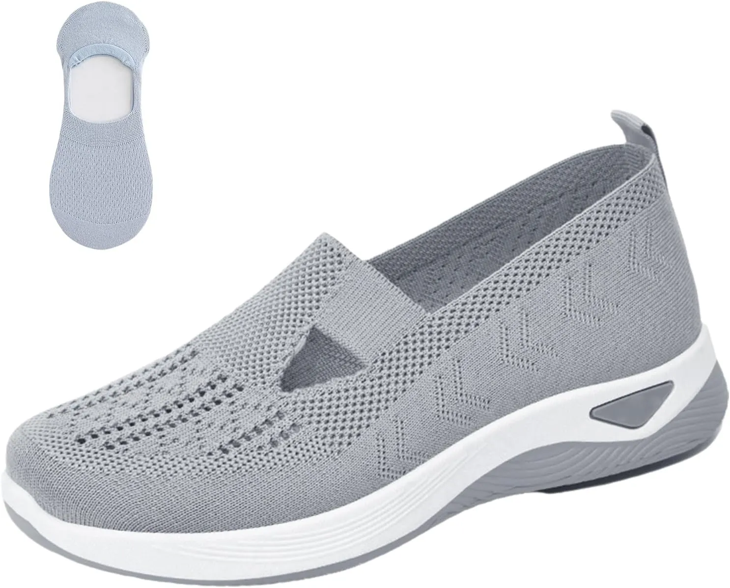 Women's Woven Orthopedic Breathable Soft Shoes, Go Walking Slip On Diabetic Foam Sneaker
