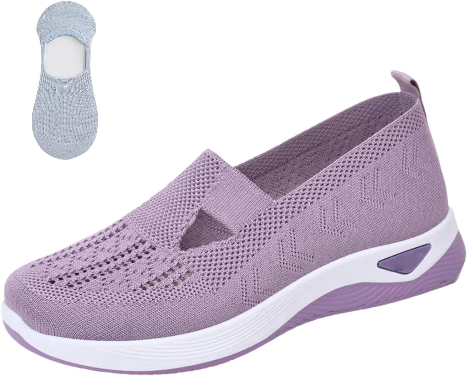 Women's Woven Orthopedic Breathable Soft Shoes, Go Walking Slip On Diabetic Foam Sneaker