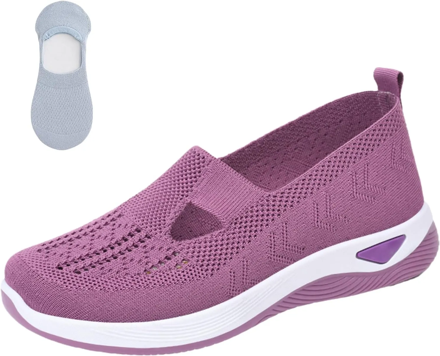 Women's Woven Orthopedic Breathable Soft Shoes, Go Walking Slip On Diabetic Foam Sneaker