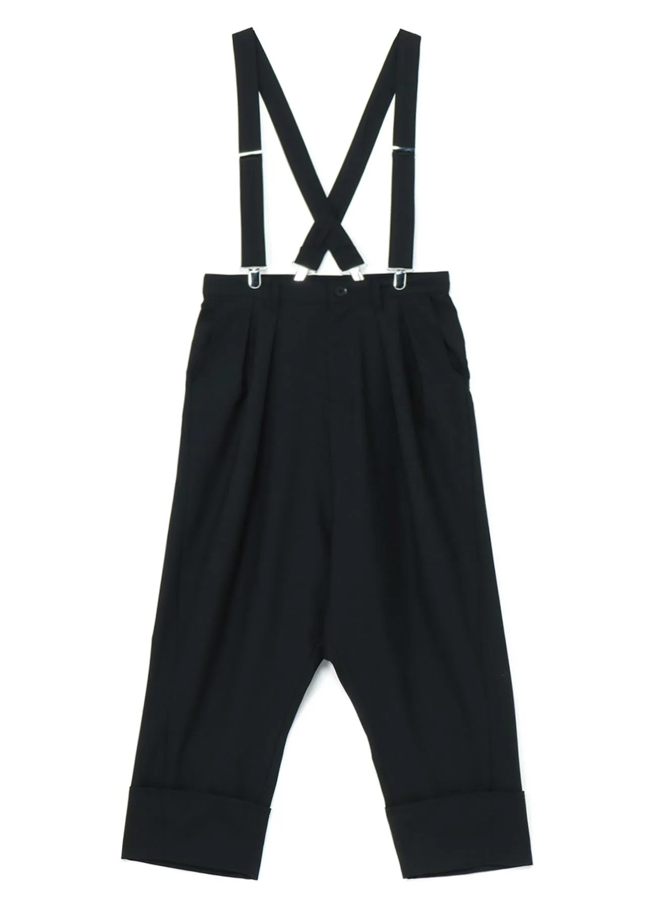 WOOL POLYESTER GABARDINE SUSPENDER MACKIN SAROUEL