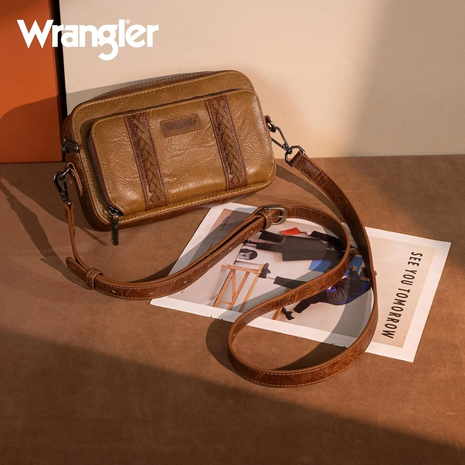 Wrangler Crossbody Bag for Women Shoulder Purse Small Multi Pocket Crossover Bag with Adjustable Strap