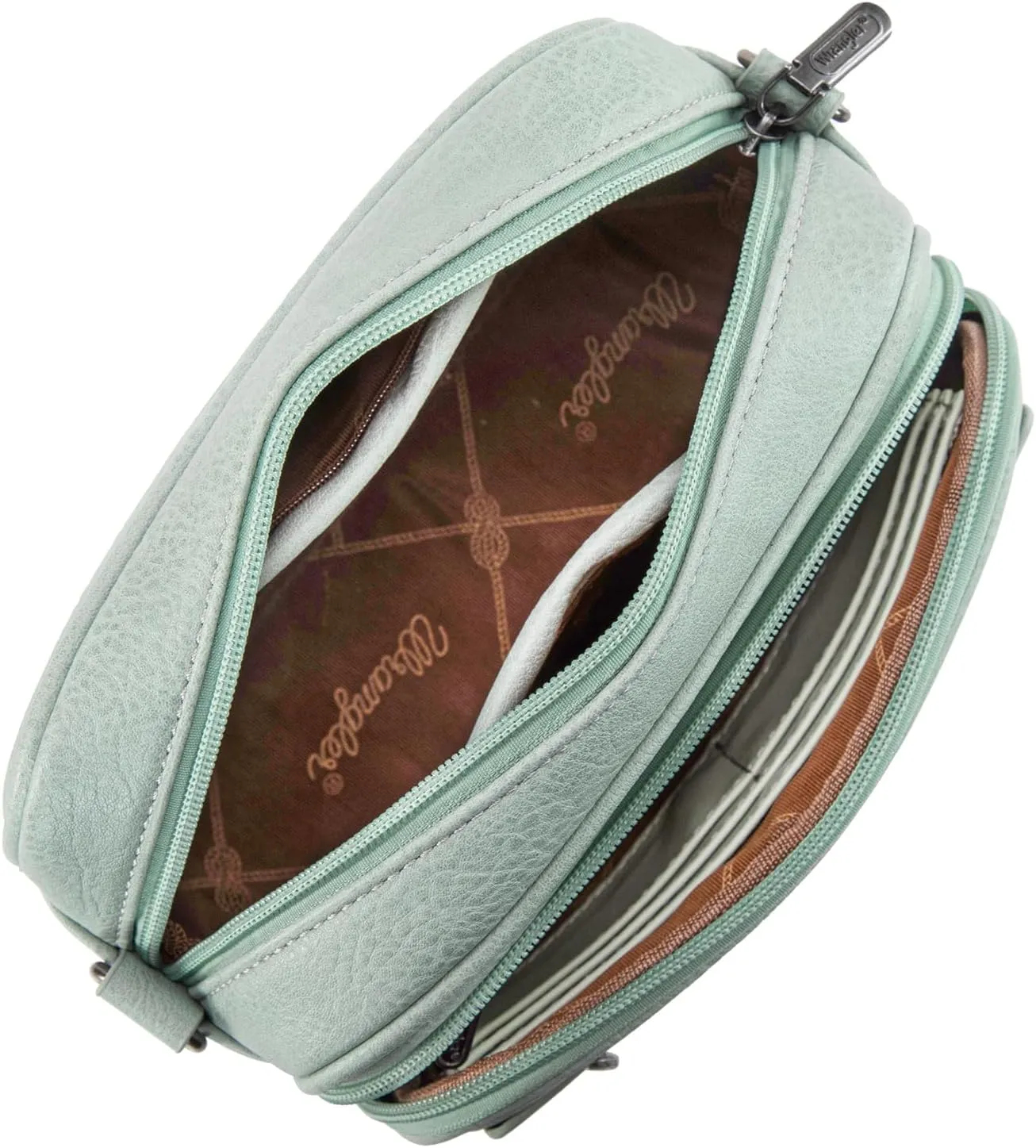 Wrangler Crossbody Bag for Women Vegan Leather Vintage Multi Pocket Crossover Bag Shoulder Pursea with Adjustable Strap