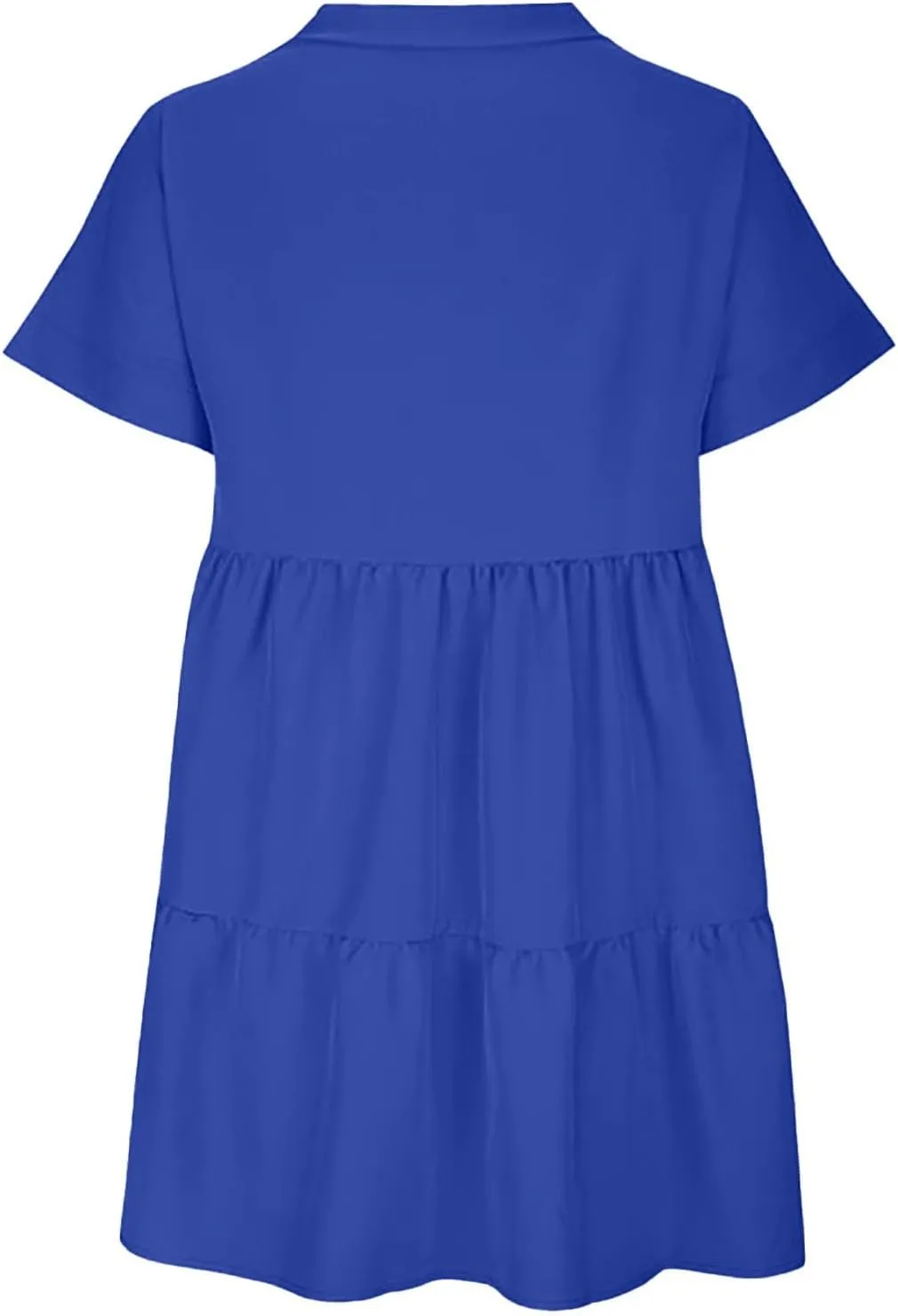 XOWRTE Womens Summer Dress V Neck Short Sleeve Ruffle Hem Tiered Flowy Swing Midi Dresses 2025 Trendy Smock Beach Sundress