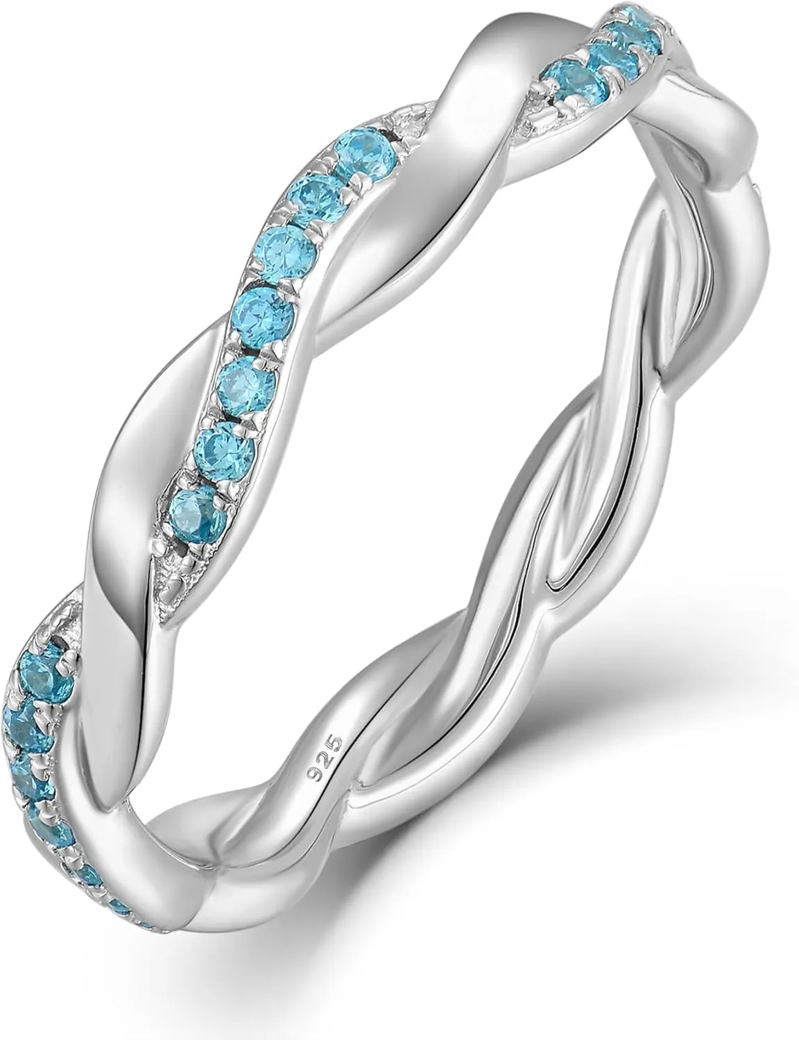 YL Twisted Rope Rings 925 Sterling Silver Stackable Ring 1.25mm Birthstone Eternity Band for Women
