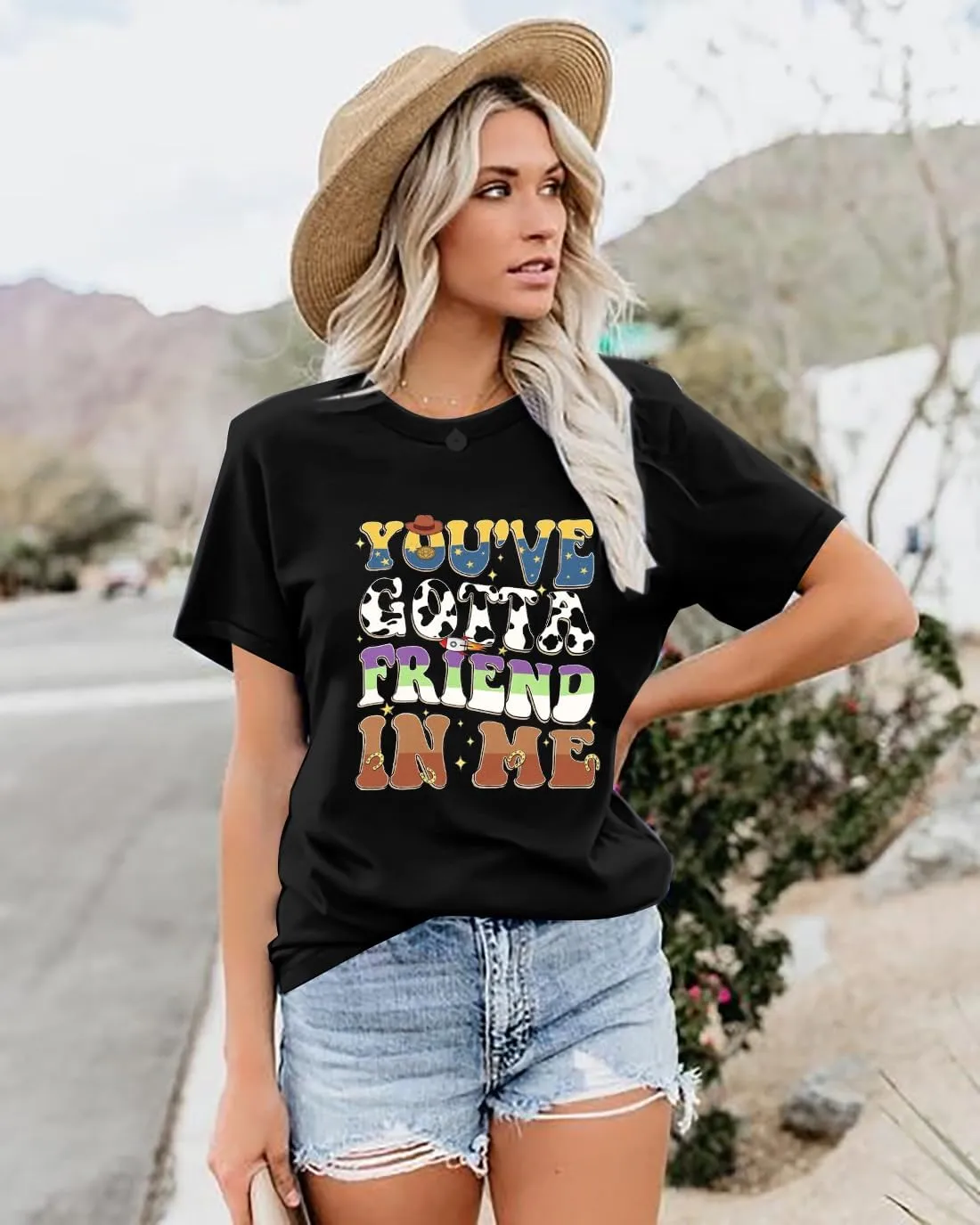 You've Got A Friend in Me Shirt Women Funny Letter Print Friends Tops Cute Vacation Holiday Short Sleeve Graphic Tees