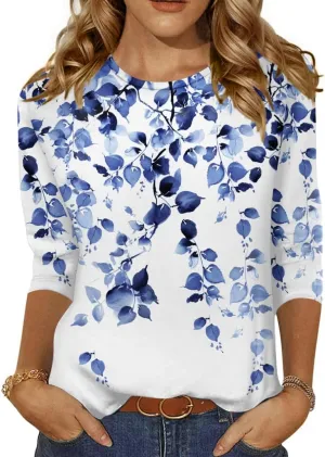 Zeagoo Women's Casual 3/4 Sleeve T-Shirts Round Neck Cute Tunic Tops Basic Tees Blouses Business Work Tee Top