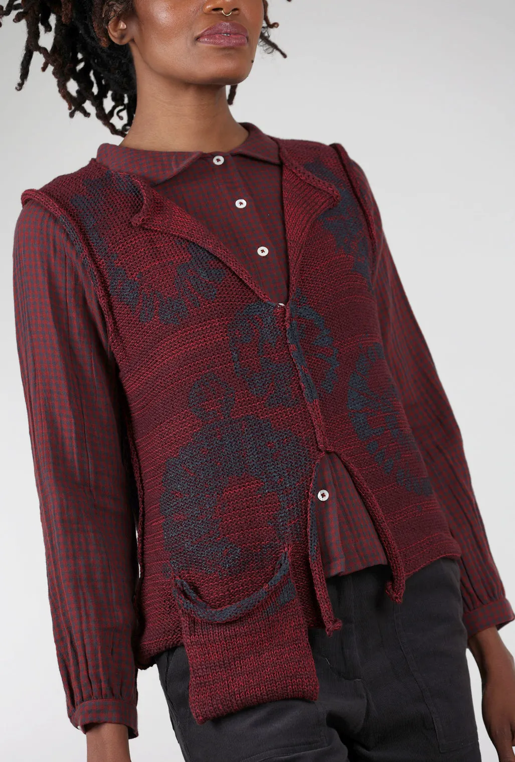 Zelda Low Pocket Shibori Vest, Ruby