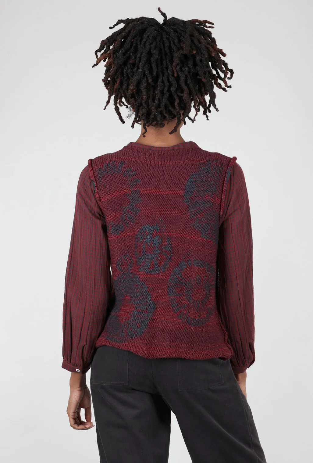 Zelda Low Pocket Shibori Vest, Ruby