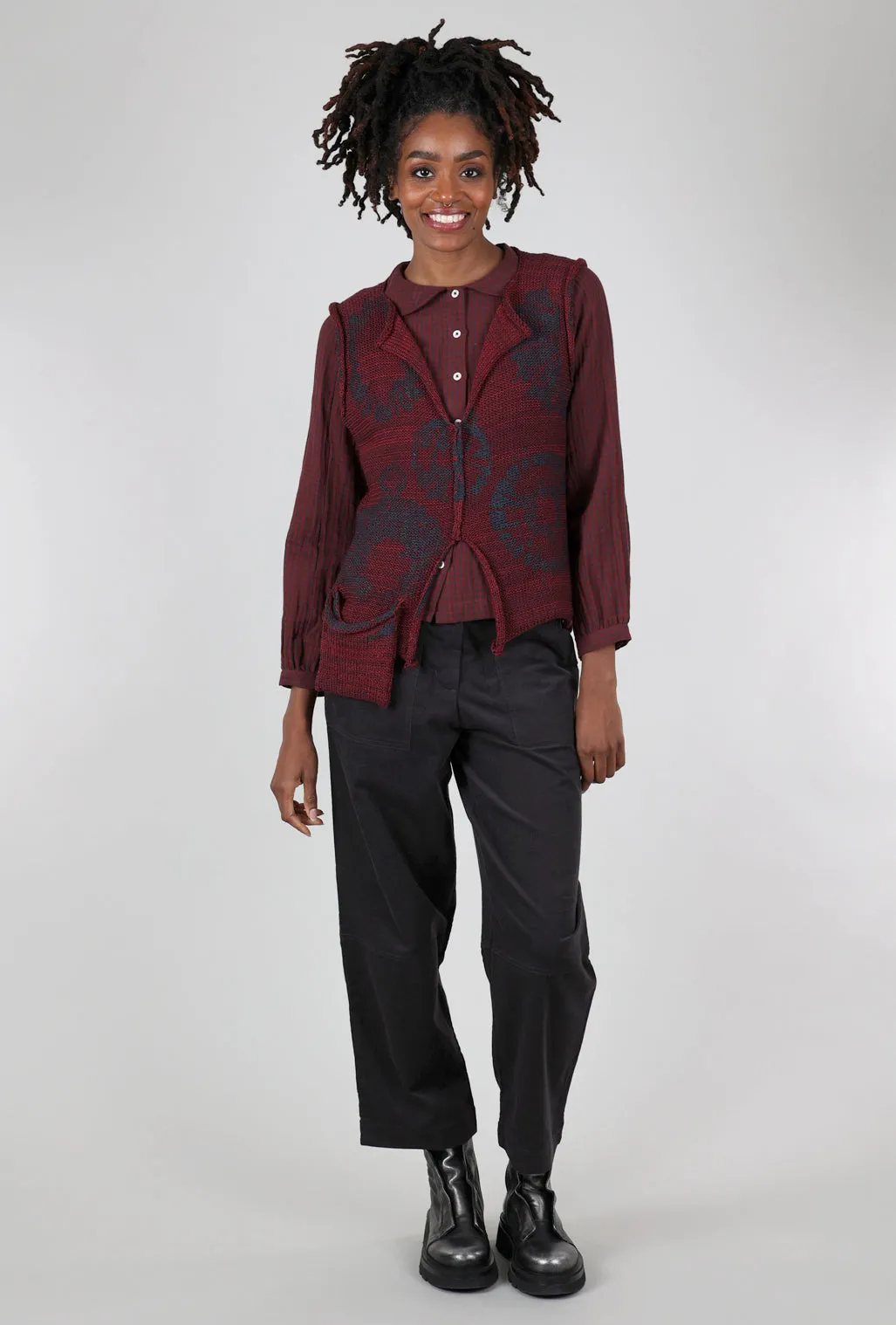 Zelda Low Pocket Shibori Vest, Ruby