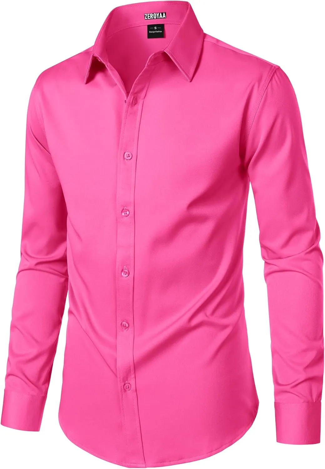 ZEROYAA Men's Wrinkle Free Long Sleeve Dress Shirt Business Casual Modern Slim Fit Button Down Shirts for Wedding and Office