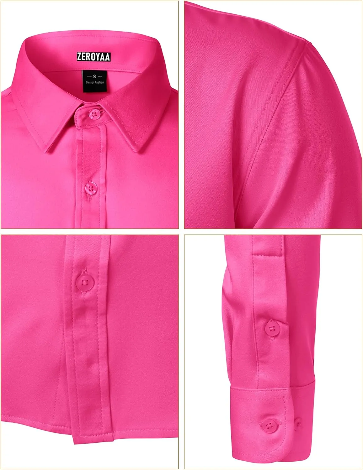 ZEROYAA Men's Wrinkle Free Long Sleeve Dress Shirt Business Casual Modern Slim Fit Button Down Shirts for Wedding and Office