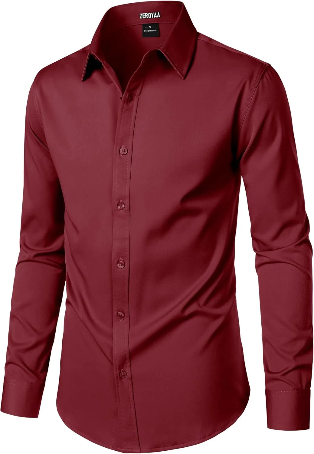 ZEROYAA Men's Wrinkle Free Long Sleeve Dress Shirt Business Casual Modern Slim Fit Button Down Shirts for Wedding and Office