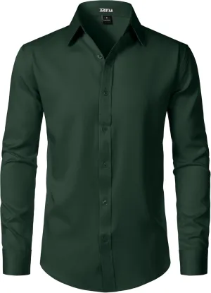ZEROYAA Men's Wrinkle Free Long Sleeve Dress Shirt Business Casual Modern Slim Fit Button Down Shirts for Wedding and Office