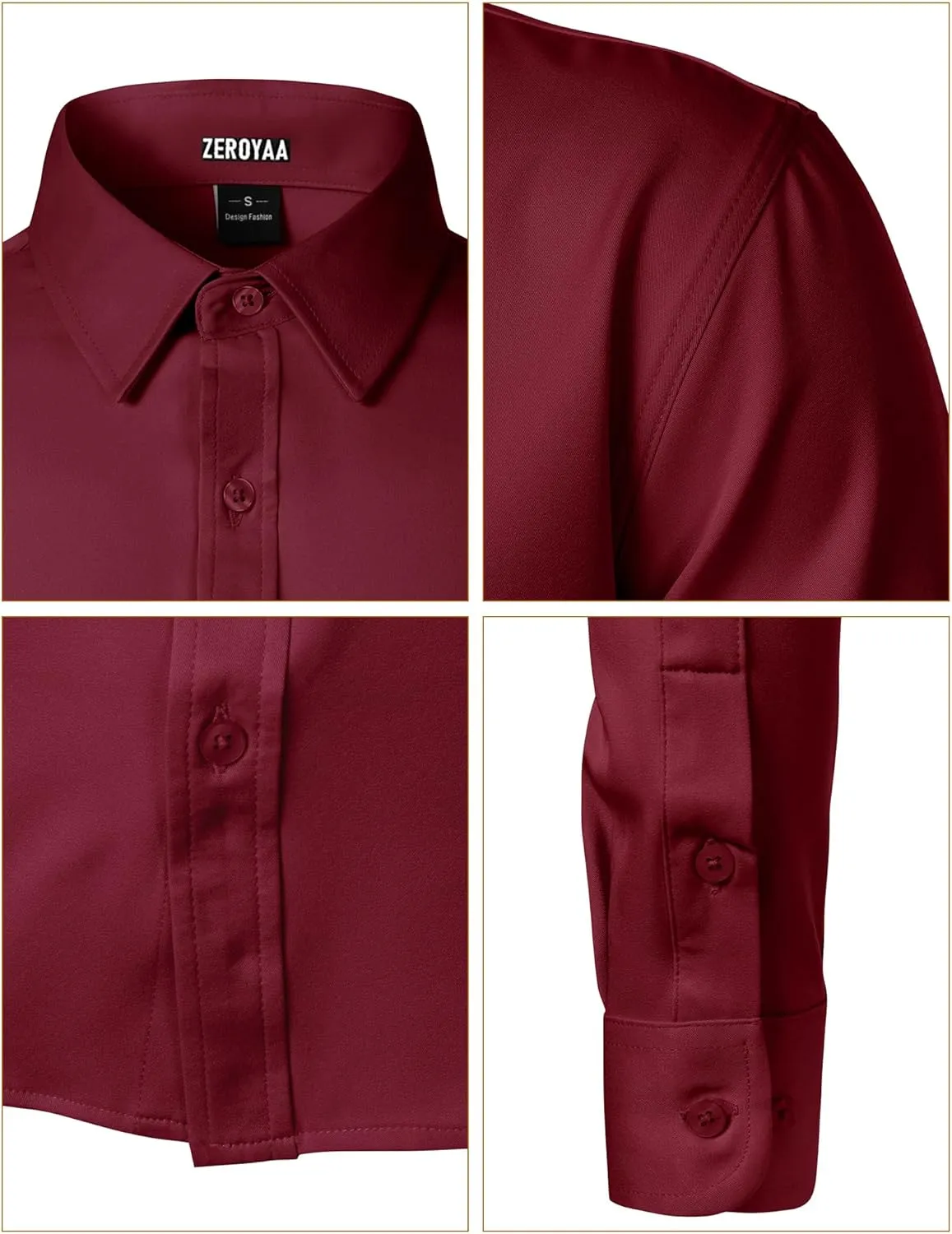 ZEROYAA Men's Wrinkle Free Long Sleeve Dress Shirt Business Casual Modern Slim Fit Button Down Shirts for Wedding and Office