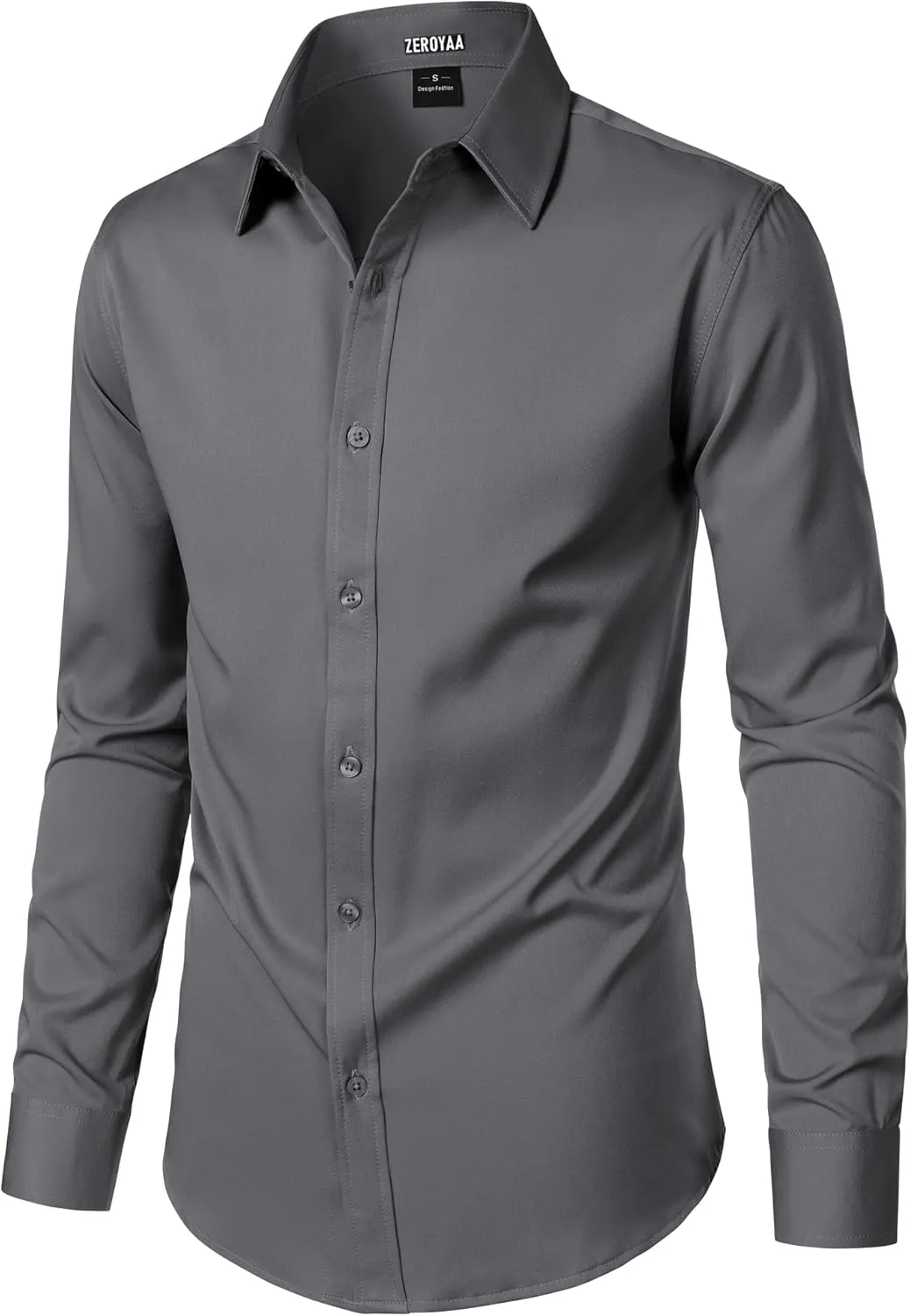 ZEROYAA Men's Wrinkle Free Long Sleeve Dress Shirt Business Casual Modern Slim Fit Button Down Shirts for Wedding and Office