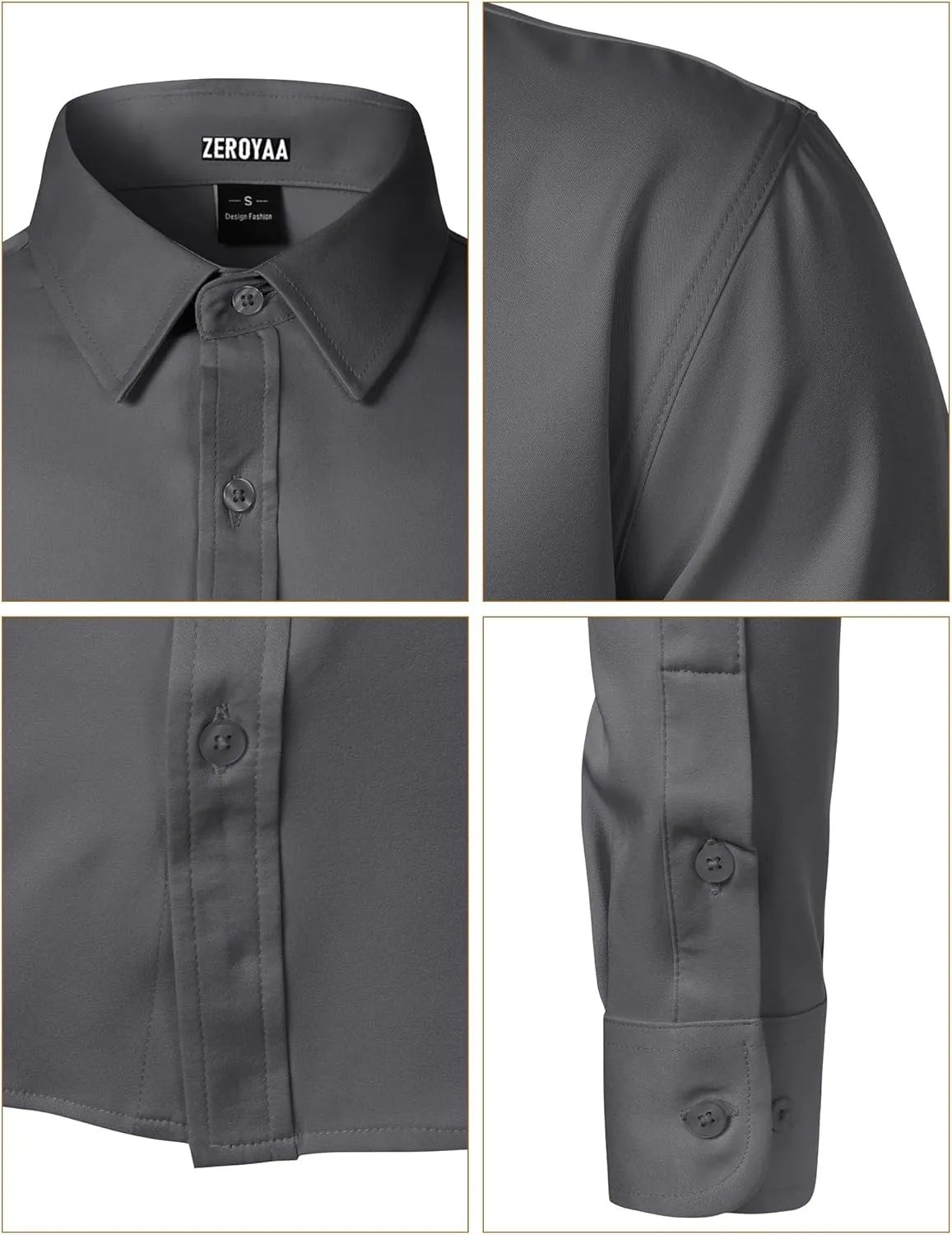 ZEROYAA Men's Wrinkle Free Long Sleeve Dress Shirt Business Casual Modern Slim Fit Button Down Shirts for Wedding and Office