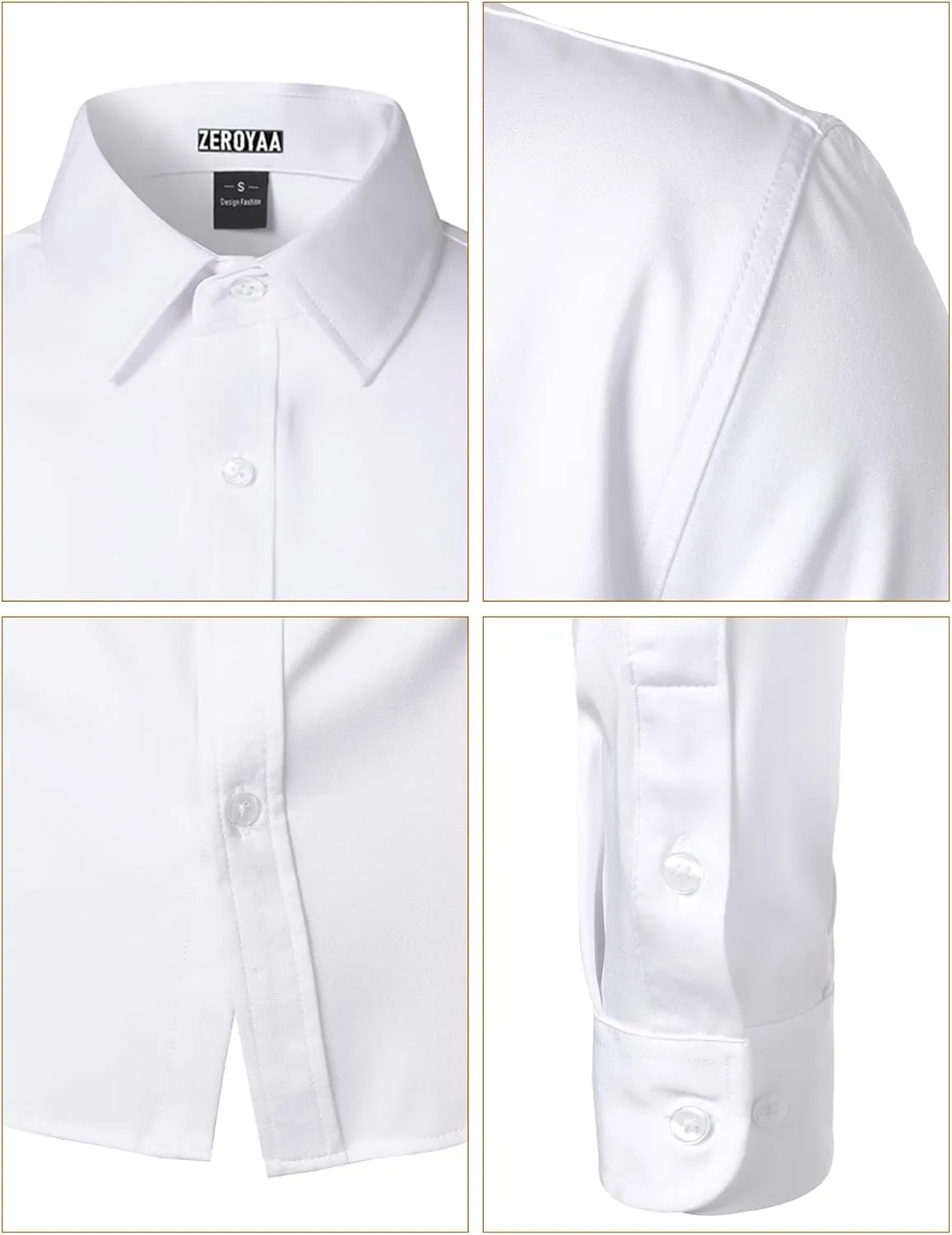 ZEROYAA Men's Wrinkle Free Long Sleeve Dress Shirt Business Casual Modern Slim Fit Button Down Shirts for Wedding and Office