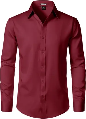 ZEROYAA Men's Wrinkle Free Long Sleeve Dress Shirt Business Casual Modern Slim Fit Button Down Shirts for Wedding and Office