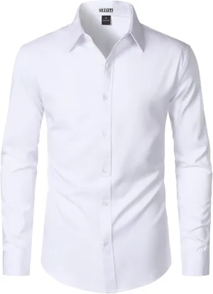 ZEROYAA Men's Wrinkle Free Long Sleeve Dress Shirt Business Casual Modern Slim Fit Button Down Shirts for Wedding and Office