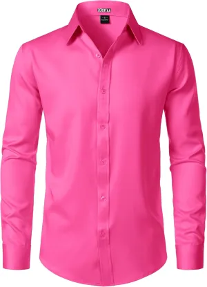 ZEROYAA Men's Wrinkle Free Long Sleeve Dress Shirt Business Casual Modern Slim Fit Button Down Shirts for Wedding and Office