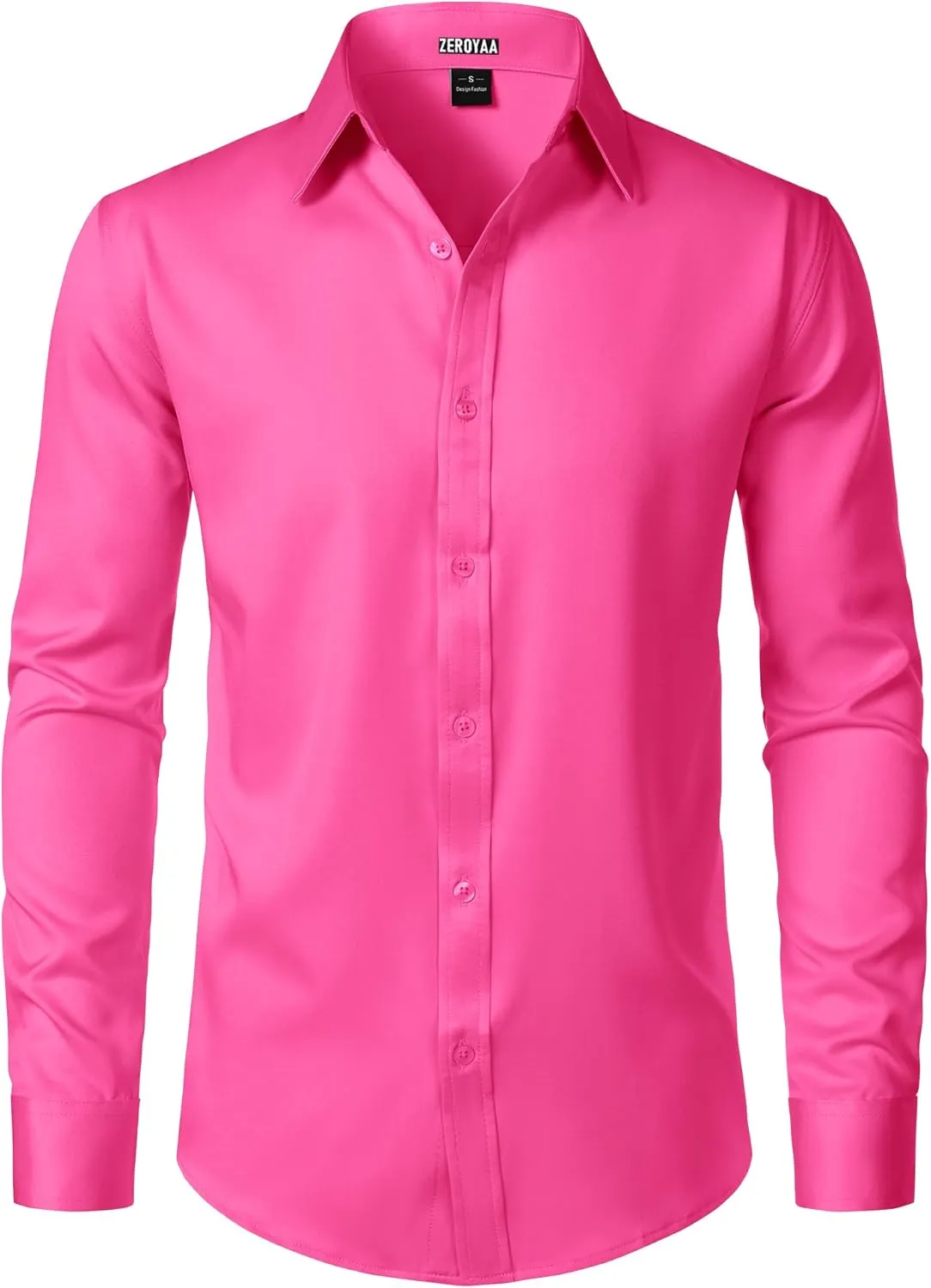 ZEROYAA Men's Wrinkle Free Long Sleeve Dress Shirt Business Casual Modern Slim Fit Button Down Shirts for Wedding and Office