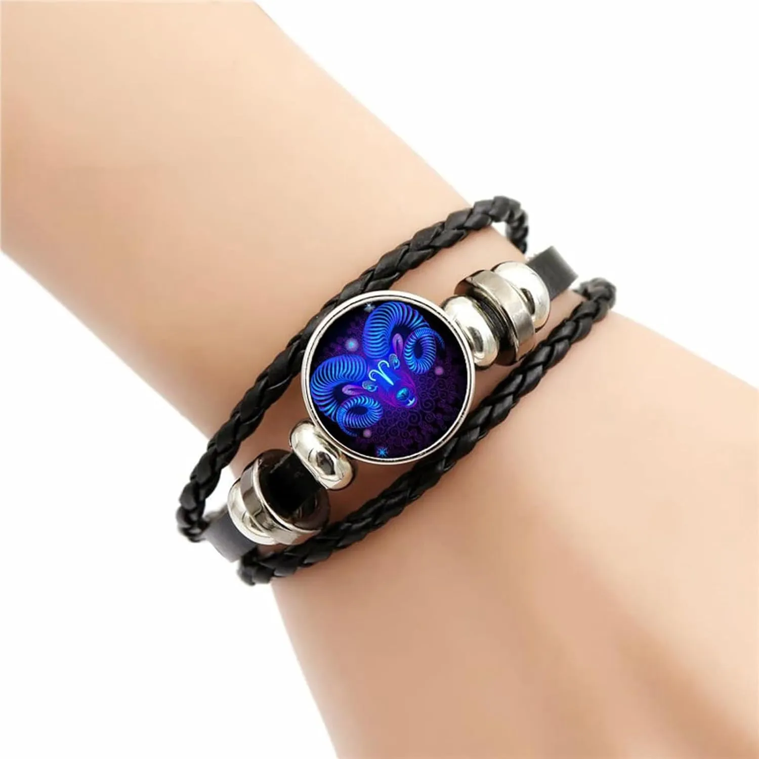 Zodiac Signs Spirit Bracelet, Leather Bracelet For Men, Adjustable Zodiac Leather BraceletHandmade Woven Multilayer Twelve Constellation Bracelet For Women Men Gifts Bracelet