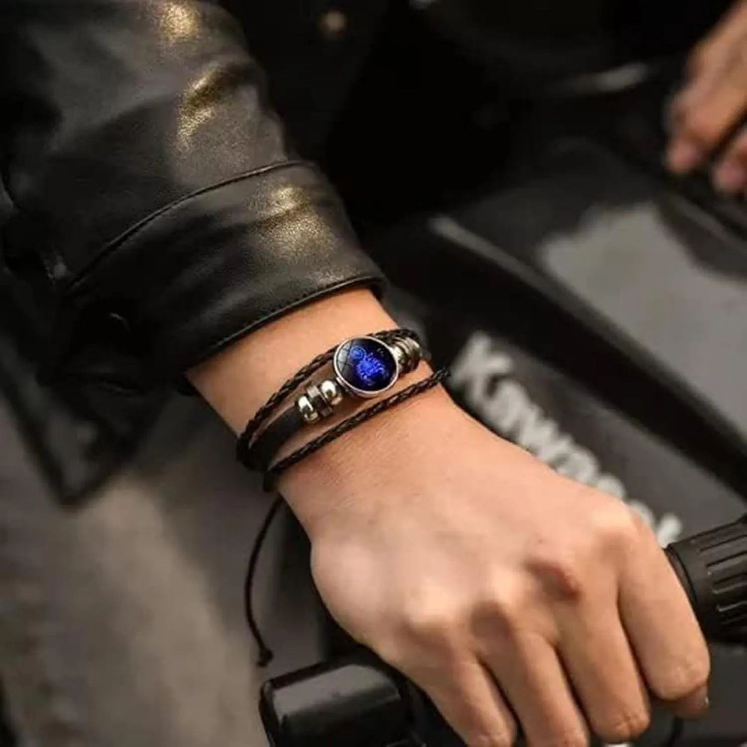 Zodiac Signs Spirit Bracelet, Leather Bracelet For Men, Adjustable Zodiac Leather BraceletHandmade Woven Multilayer Twelve Constellation Bracelet For Women Men Gifts Bracelet